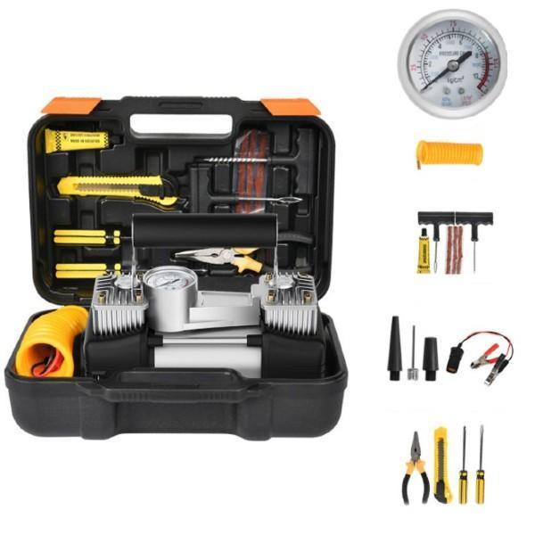 Kit pentru pana, compresor 12V, 2 cilindri si 7 accesorii