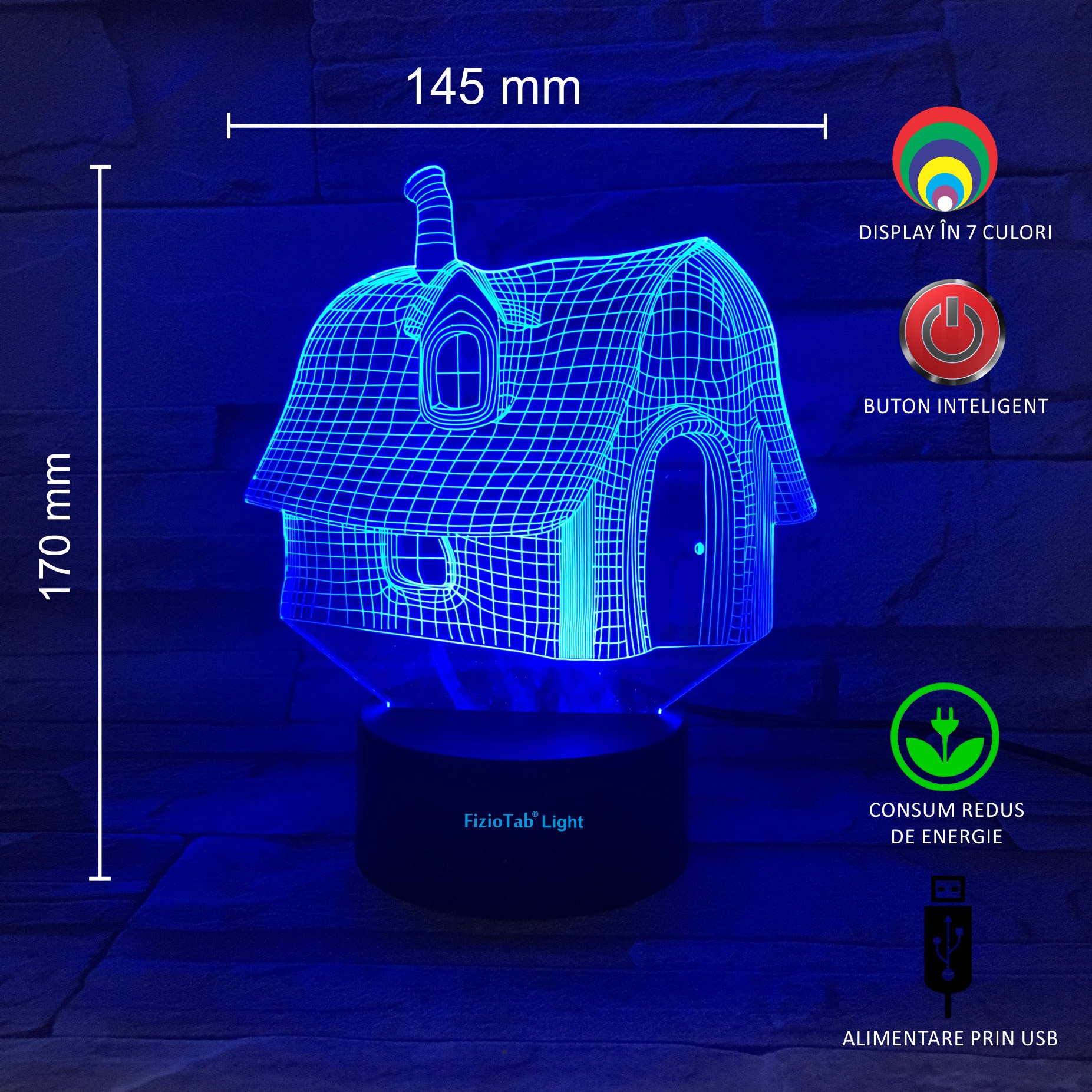 Lampa de veghe 3D, LED 7 culori, lumina ambientala - Casuta