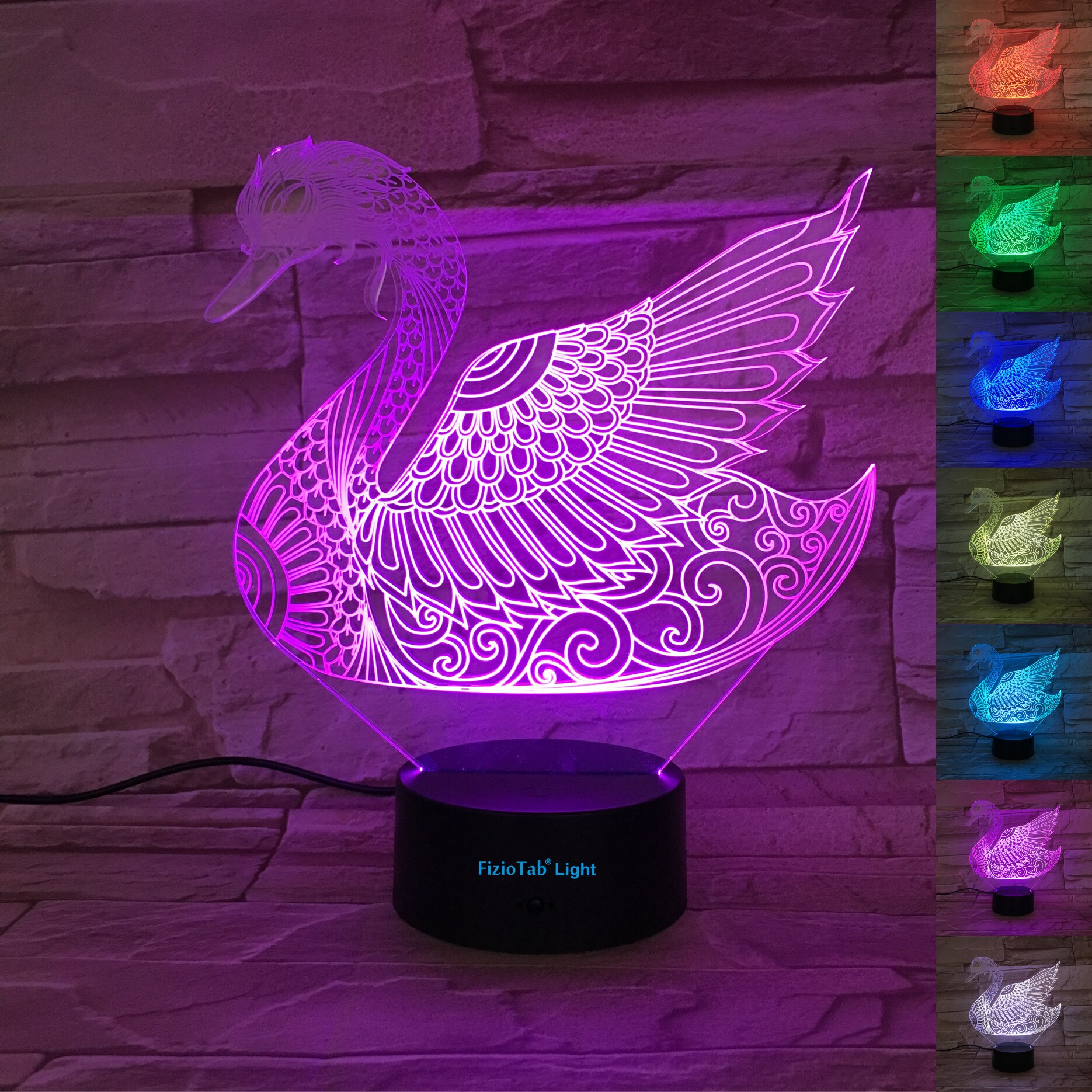 Lampa de veghe 3D, LED 7 culori, lumina ambientala - Lebada