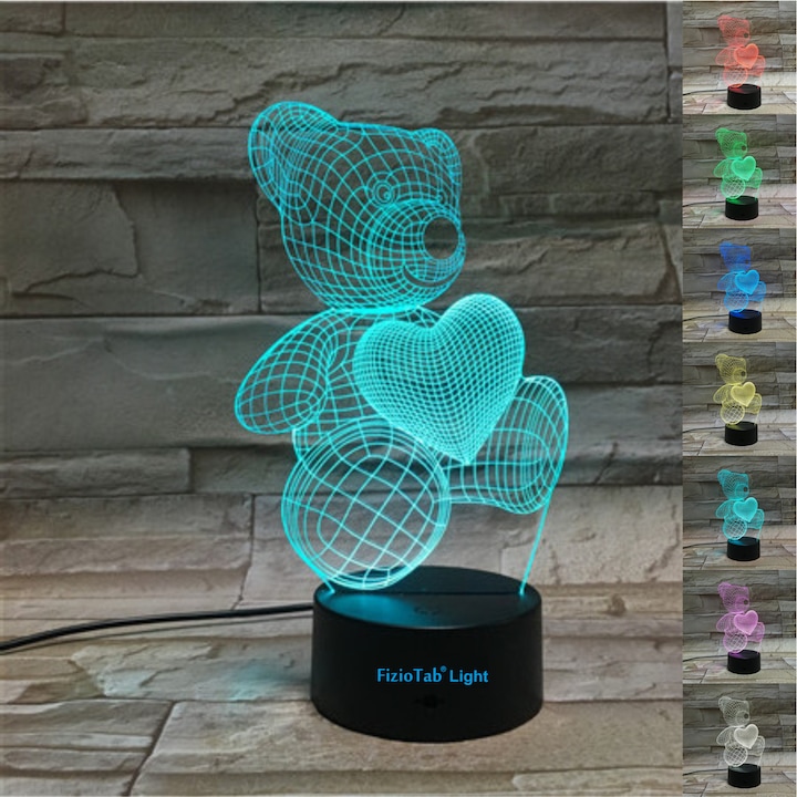 Lampa de veghe 3D, LED 7 culori, lumina ambientala - Ursulet