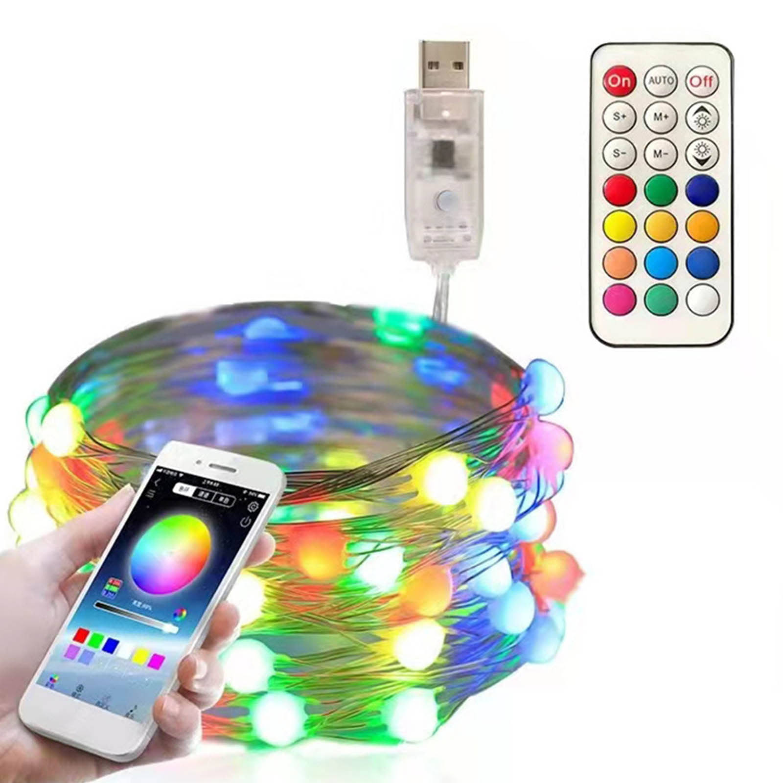 Banda luminoasa LED RGB 10 M, 100 LED, telecomanda