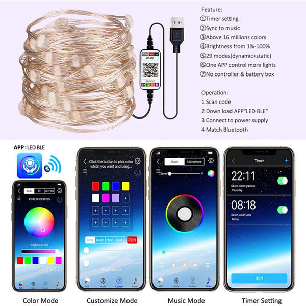 Banda LED RGB 5 M, aplicatie pe telefon