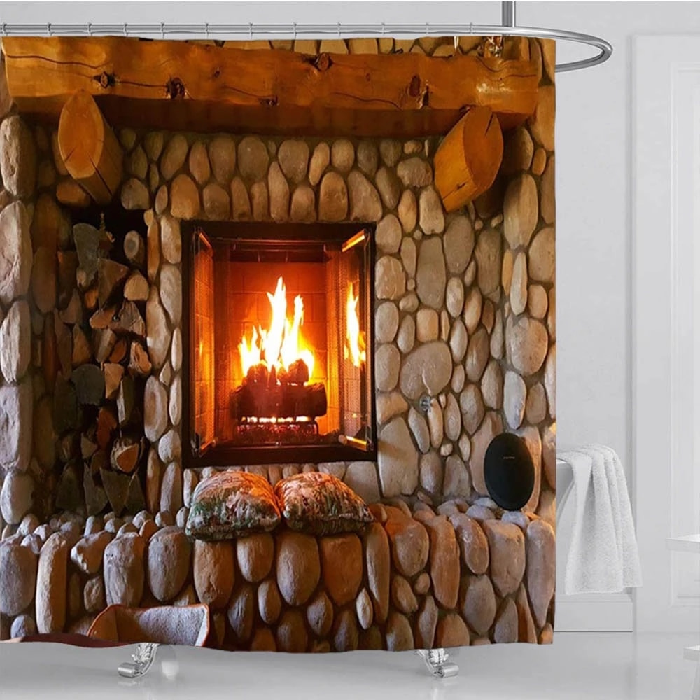 Set pentru baie: perdea, covorase si husa de toaleta, Fireplace