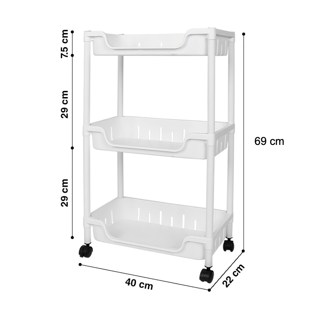 Etajera mobila cu 3 rafturi, 69 cm