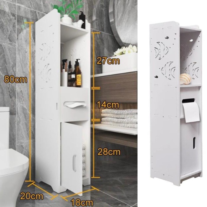 Dulap vertical baie, 3 compartimente, 80 cm, Alb