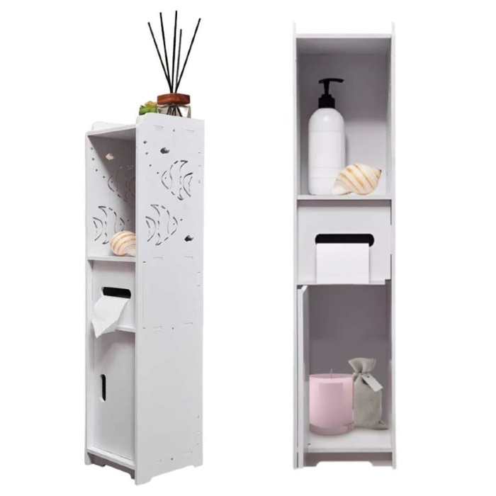 Dulap vertical baie, 3 compartimente, 80 cm, Alb