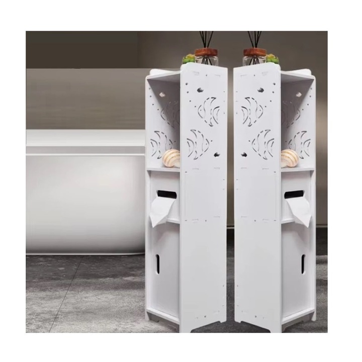 Dulap vertical baie, 3 compartimente, 80 cm, Alb