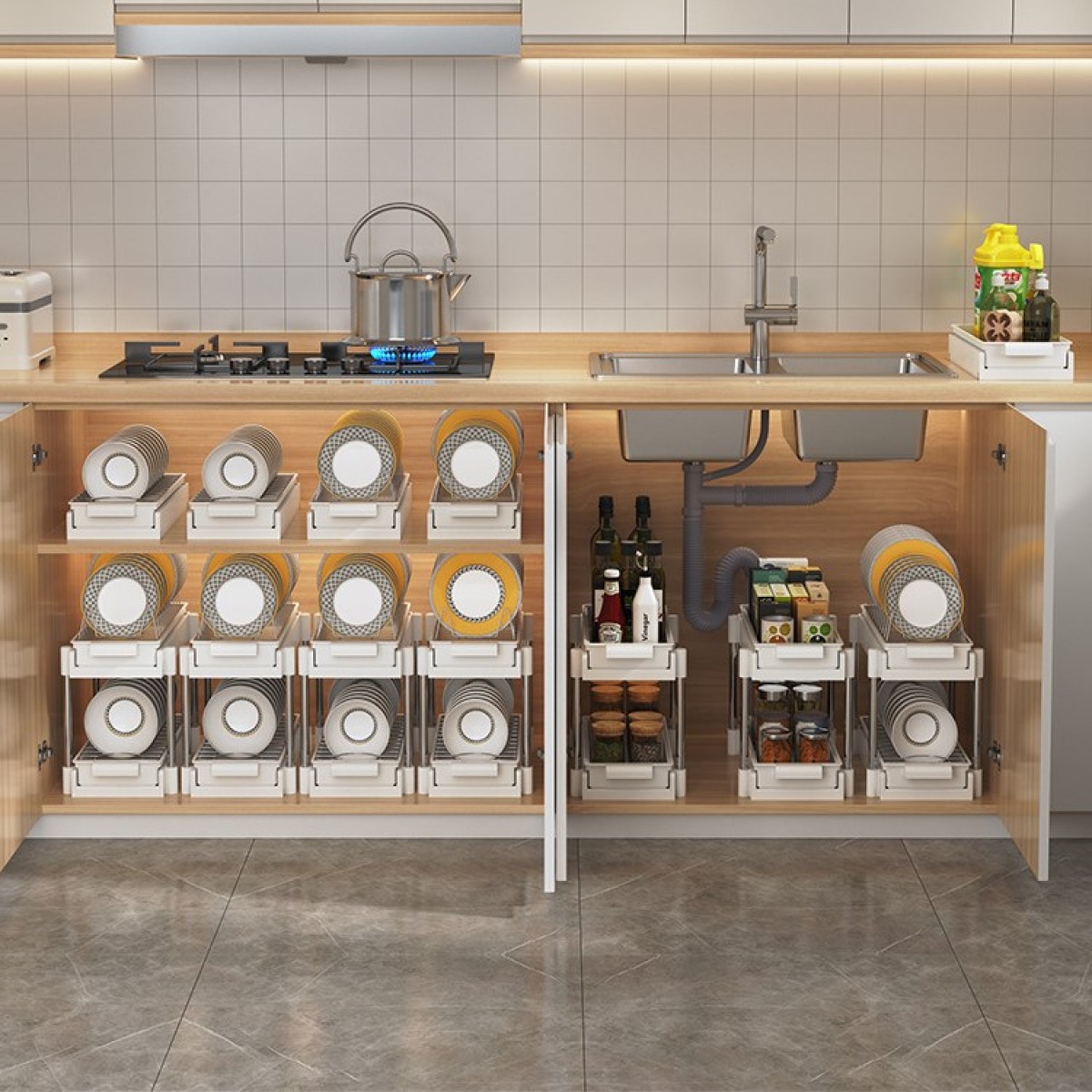 Scurgator vase cu 2 niveluri, sistem de glisare