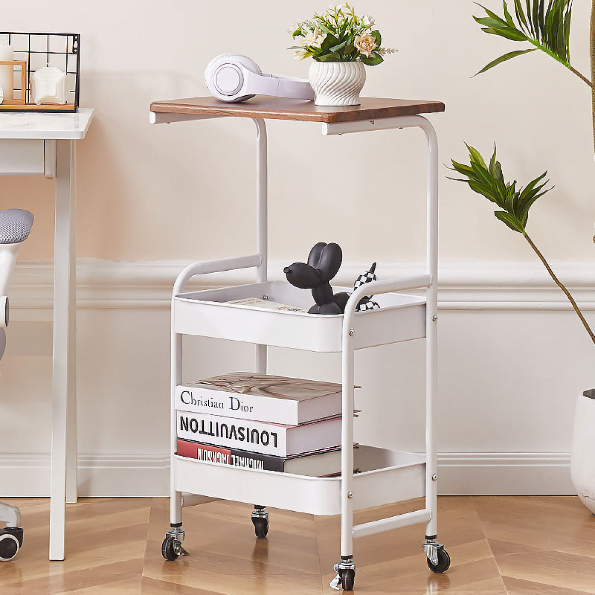 Masuta mobila 2 polite, 79 x 43 x 30 cm, Alb