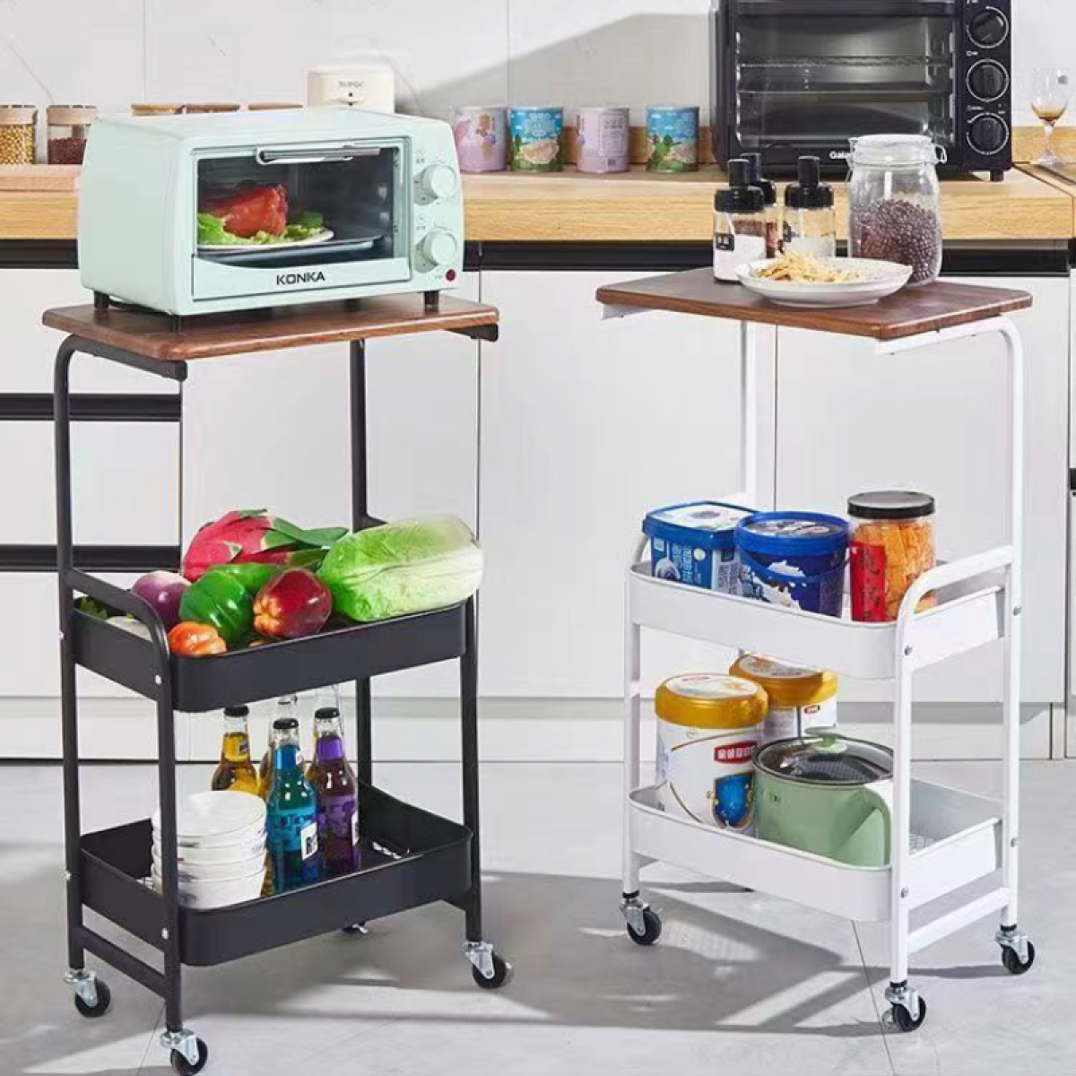 Masuta mobila 2 polite, 79 x 43 x 30 cm, Alb