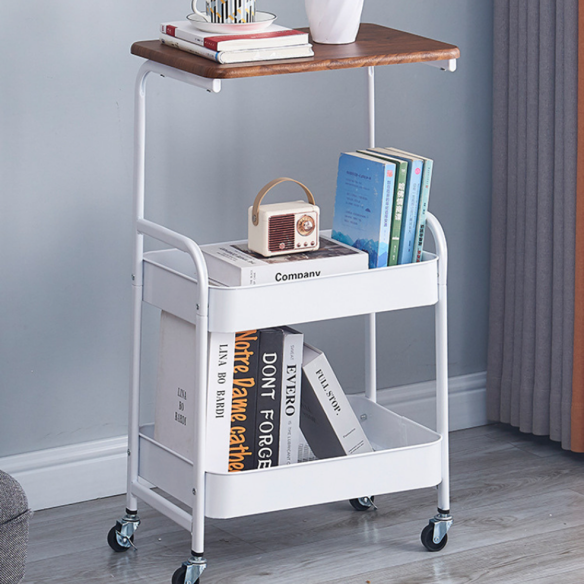 Masuta mobila 2 polite, 79 x 43 x 30 cm, Alb