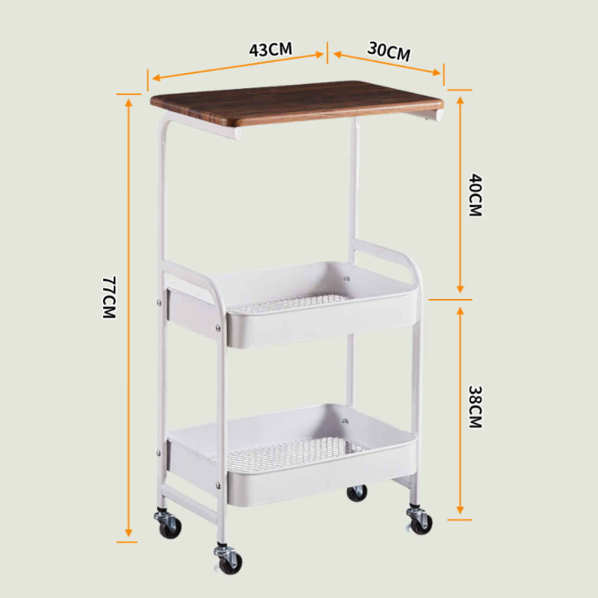 Masuta mobila 2 polite, 79 x 43 x 30 cm, Alb