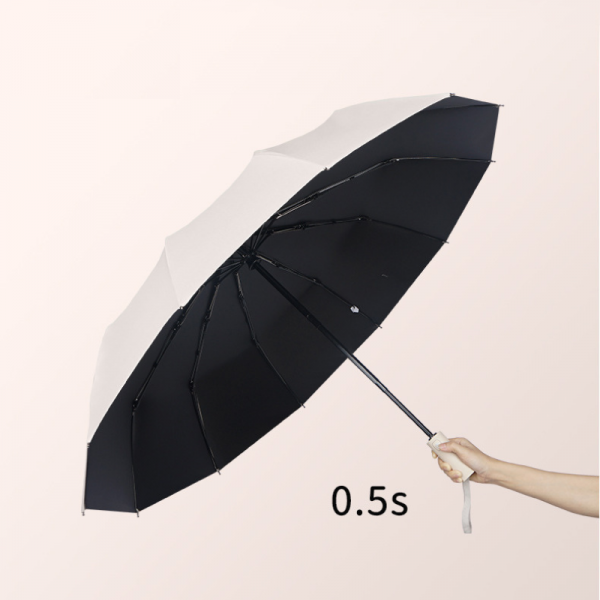 Umbrela telescopica, rezistenta la vant, 104 cm, Bej