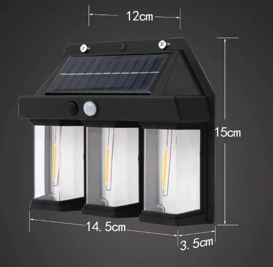Set 2 x Lampa solara tripla cu senzor de miscare