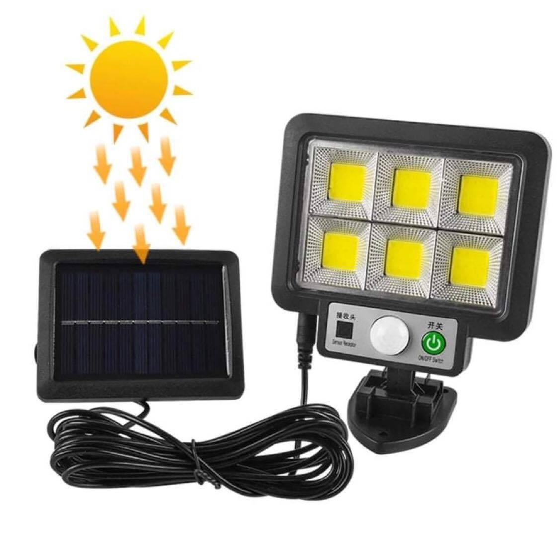 Set 2 x Proiector solar 120 LED 6 COB, Senzor de lumina, Senzor de miscare
