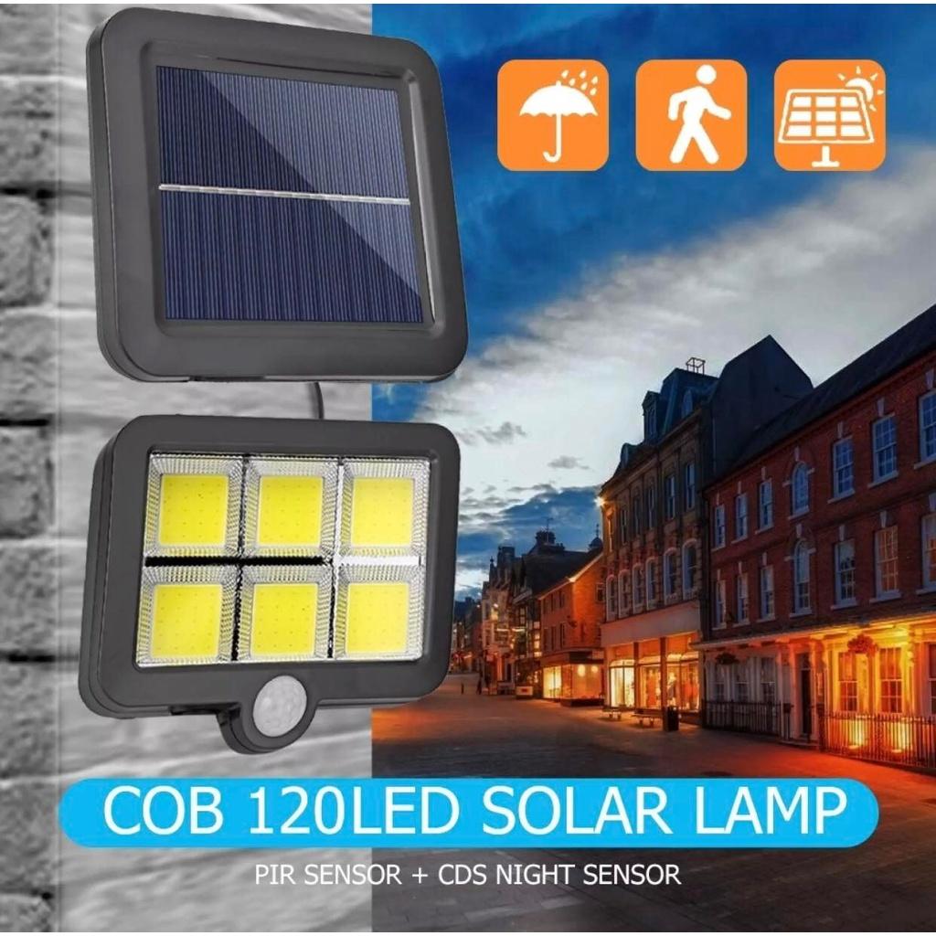 Set 2 x Proiector solar 120 LED 6 COB, Senzor de lumina, Senzor de miscare