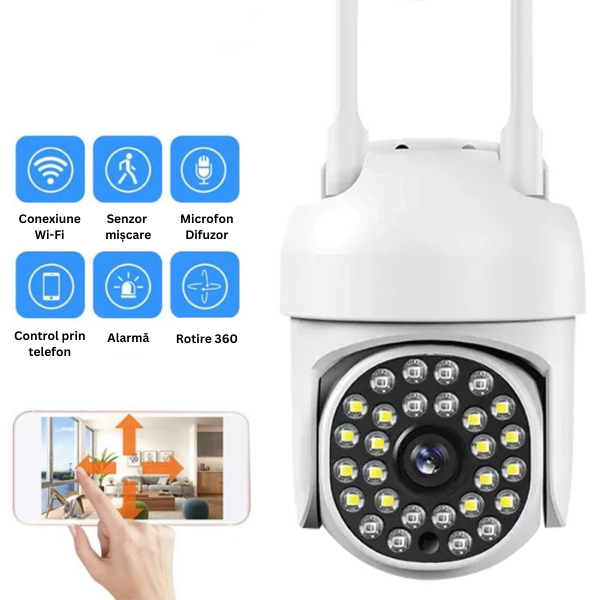 Set 2 x Camera Video de Supraveghere Wi-Fi, Aplicatie LIVE