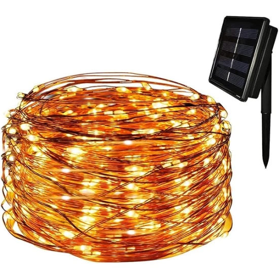 Instalatie solara 300 LED, 30 metri, telecomanda, Alb rece