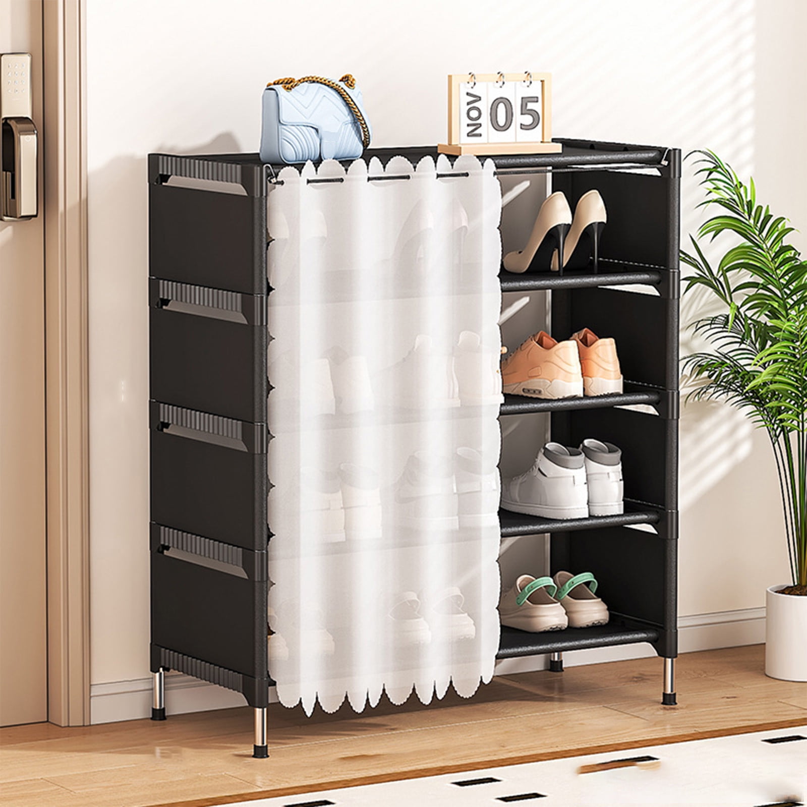 Raft pentru incaltaminte, 58 x 26 x 78 cm, Negru