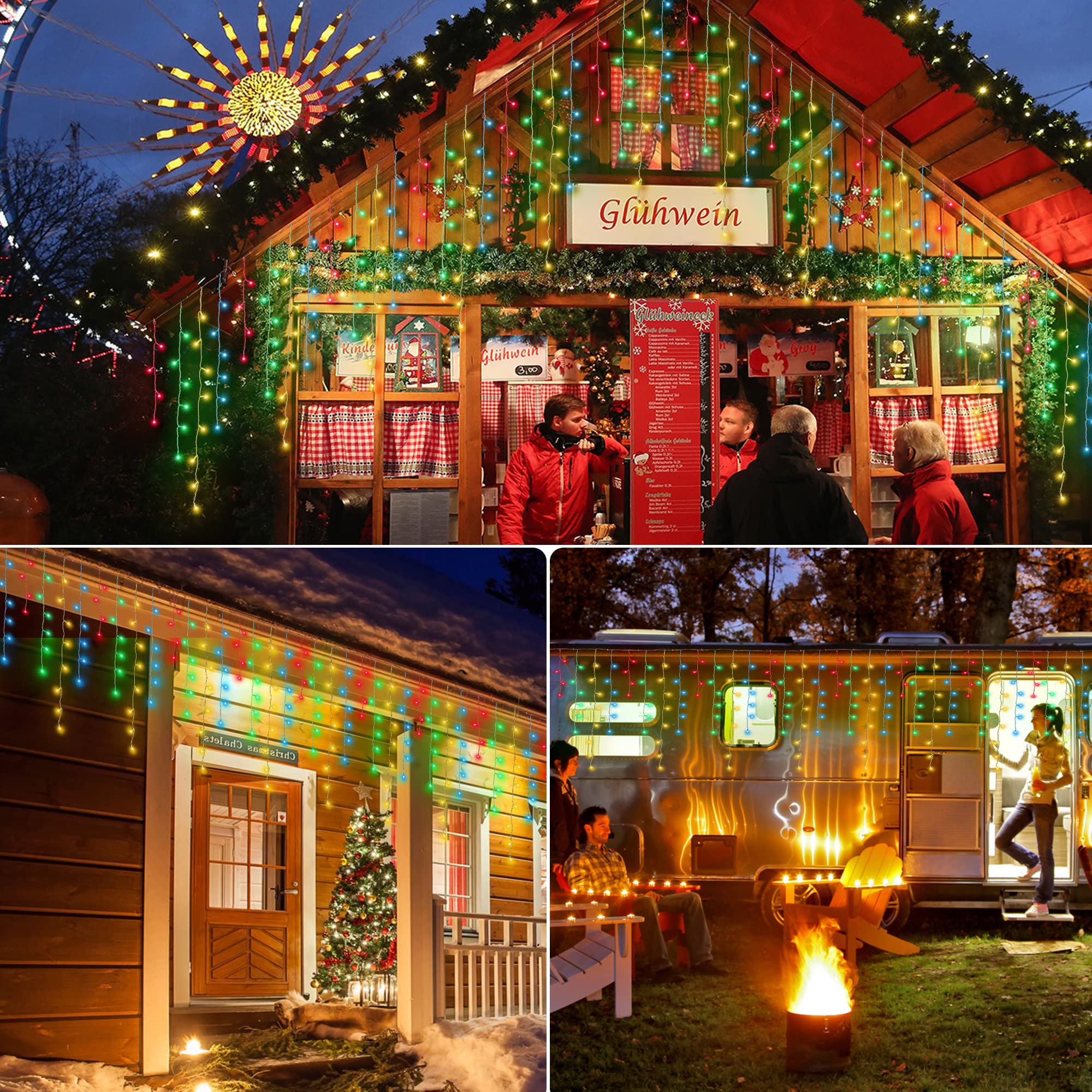 Instalatie franjuri lungi 1000 LED, 50 Metri lungime, Multicolor