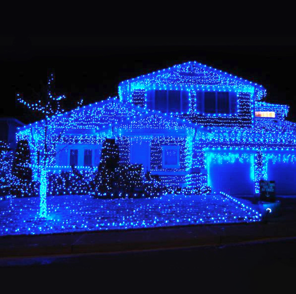 Instalatie franjuri lungi 1000 LED, 50 Metri lungime, Albastru
