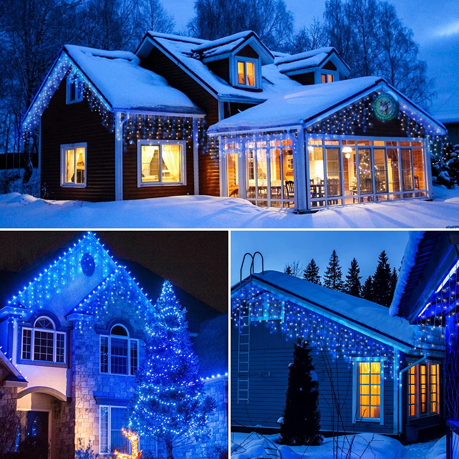 Instalatie franjuri lungi 1000 LED, 50 Metri lungime, Albastru