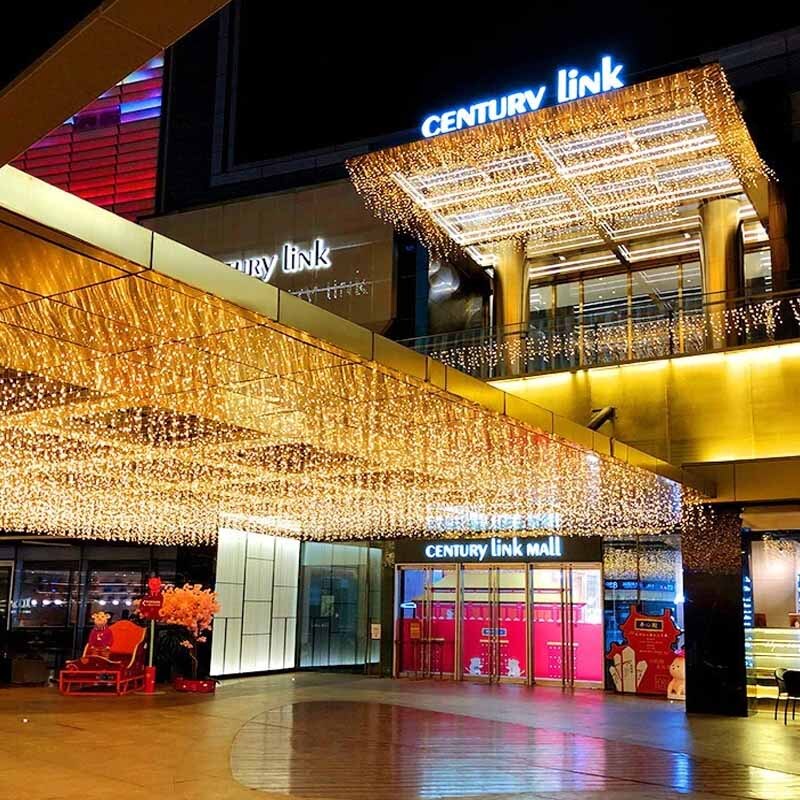 Instalatie franjuri lungi 1000 LED, 50 Metri lungime, Alb cald