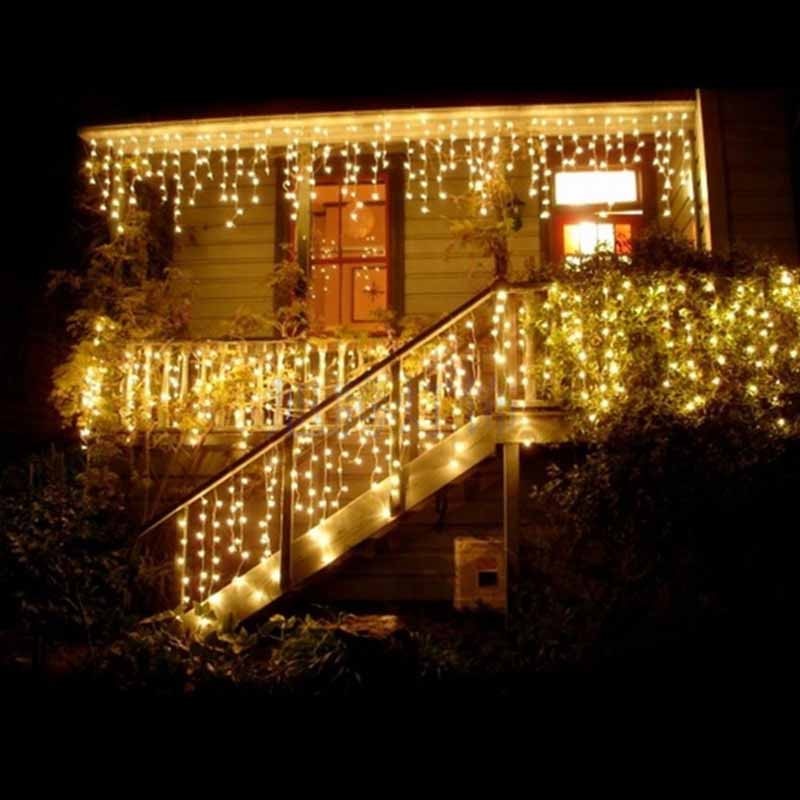 Instalatie franjuri lungi 1000 LED, 50 Metri lungime, Alb cald