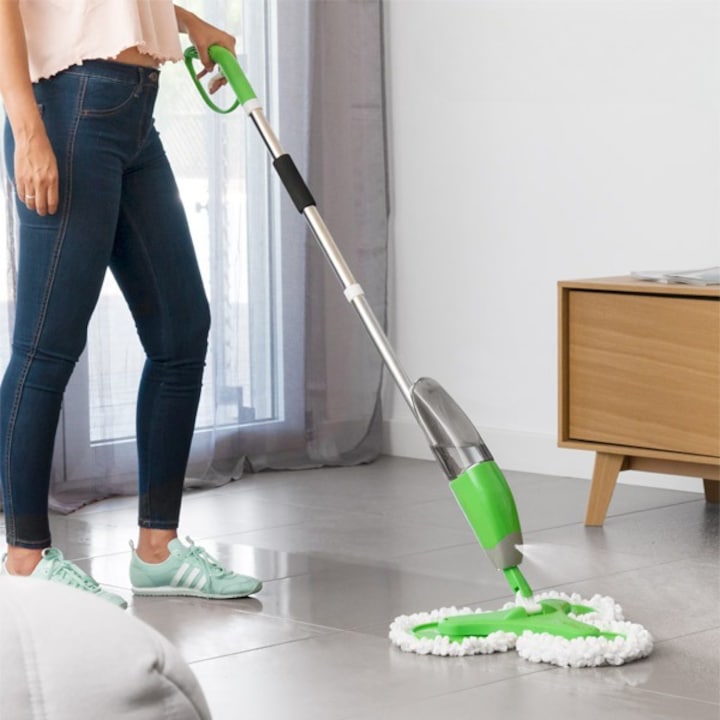 Mop triplu cu pulverizator, rezervor 600 ml