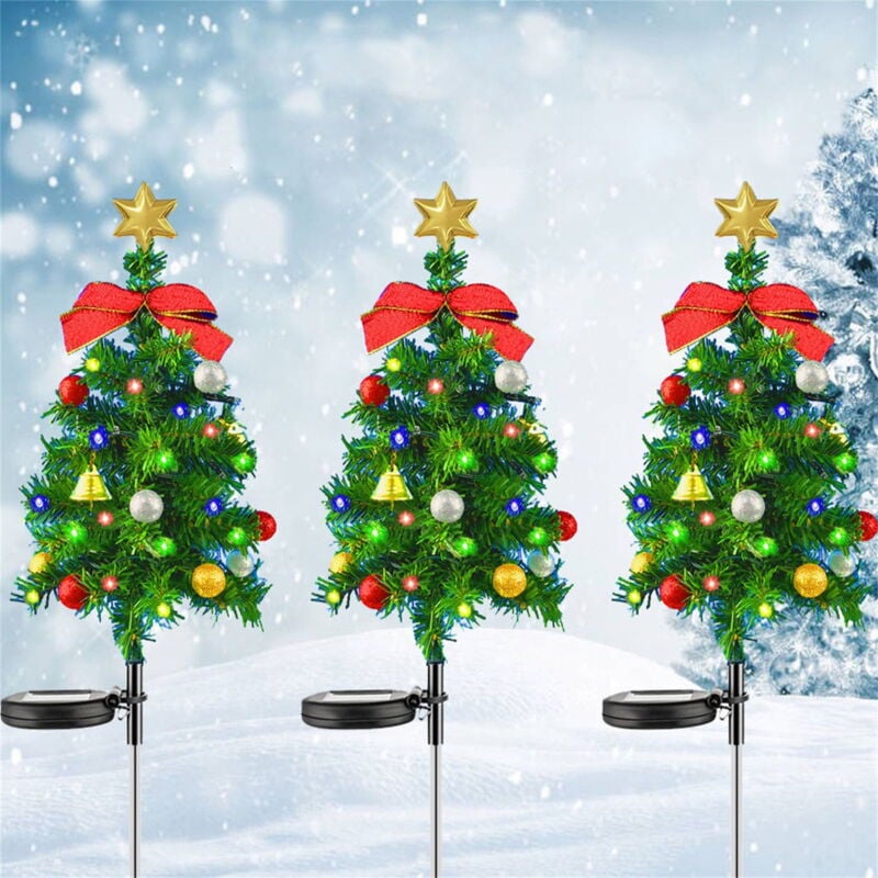 Set 4 x Lampa solara LED de Craciun, brad impodobit 68 cm