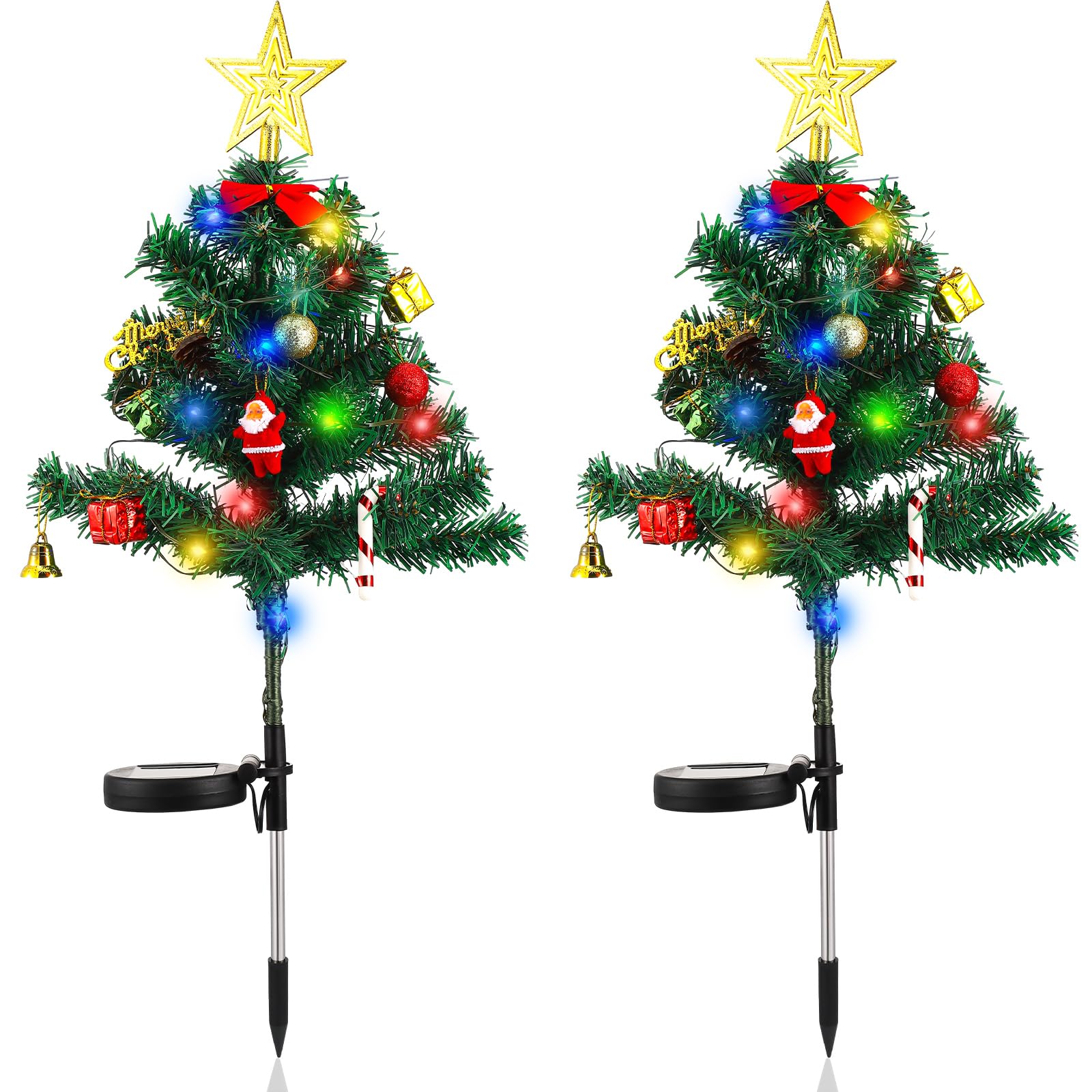 Set 4 x Lampa solara LED de Craciun, brad impodobit 68 cm