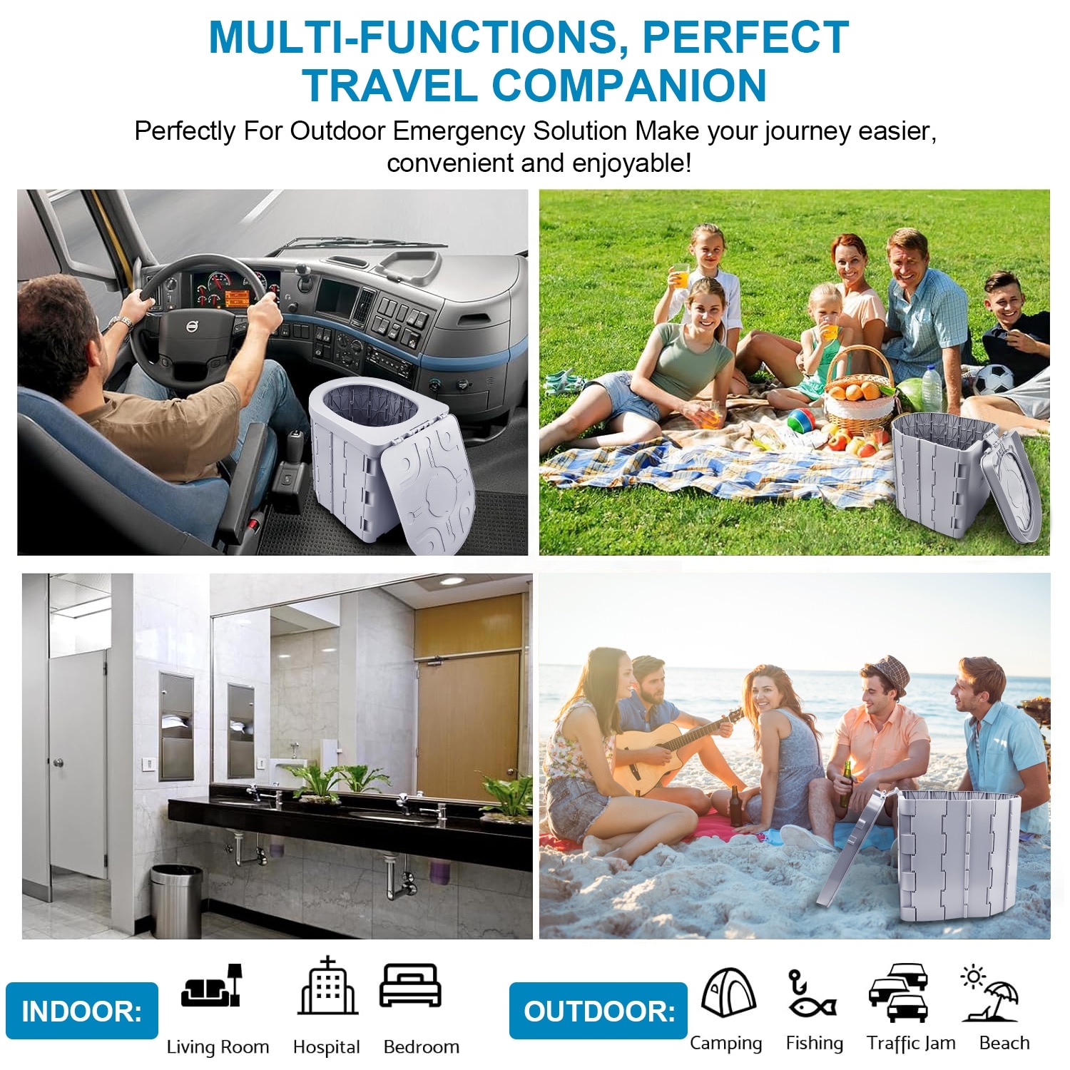 Toaleta portabila pliabila pentru camping sau rulote