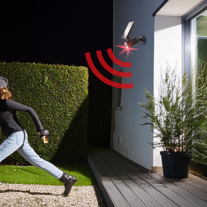 Set 2 x Camera falsa solara LED, IP 44, senzor de miscare, Negru