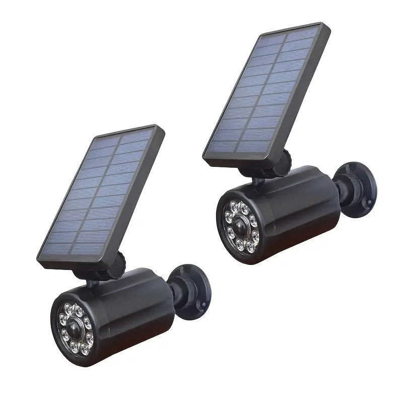 Set 2 x Camera falsa solara LED, IP 44, senzor de miscare, Negru