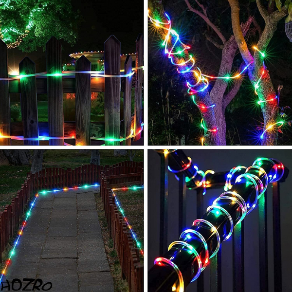 Furtun luminos LED cu incarcare solara, 10 Metri, Multicolor