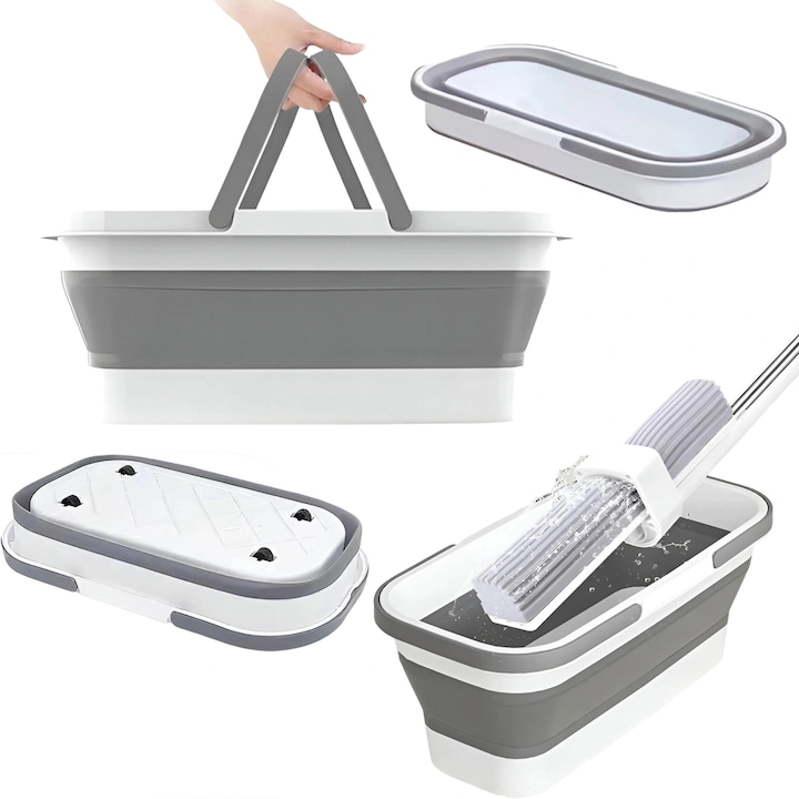 Mop Telescopic cu Galeata Pliabila, Maner Reglabil 140 cm