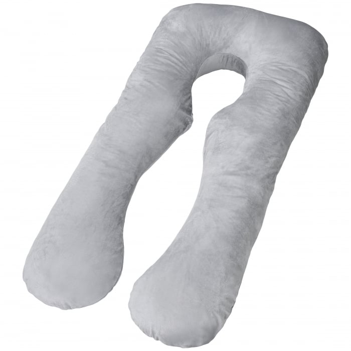 Perna gravide, husa detasabila, Forma Literei U, Velvet / Gri