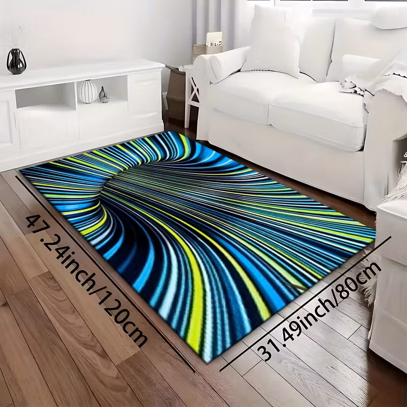 Covor 3D 80 x 120 cm, lavabil, antiderapant, Albastru