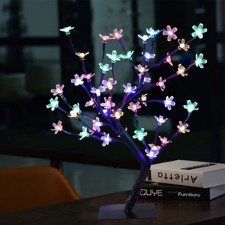 Copac decorativ cu flori de cires, 24 LED