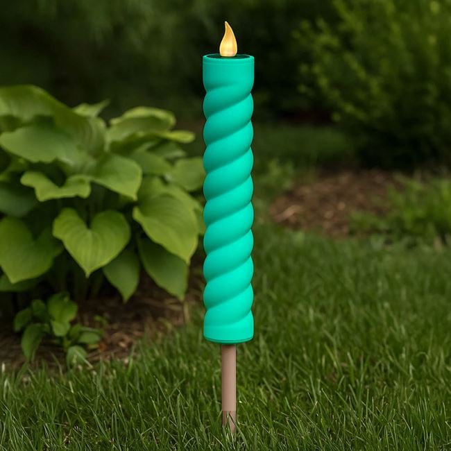 Set 5 x Lampa Solara Stick Lumanare Verde 31 cm