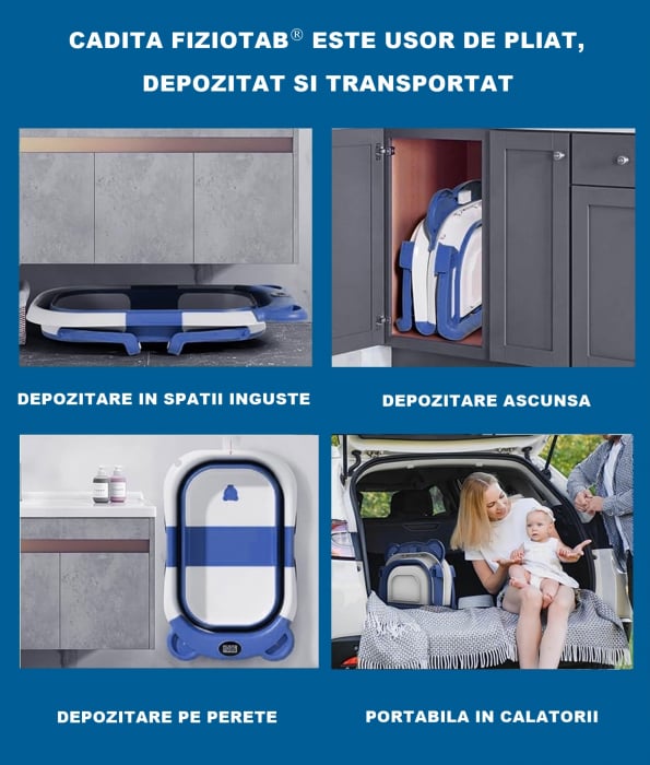 Cadita pliabila bebelusi, pernuta ergonomica si salteluta, Albastru inchis