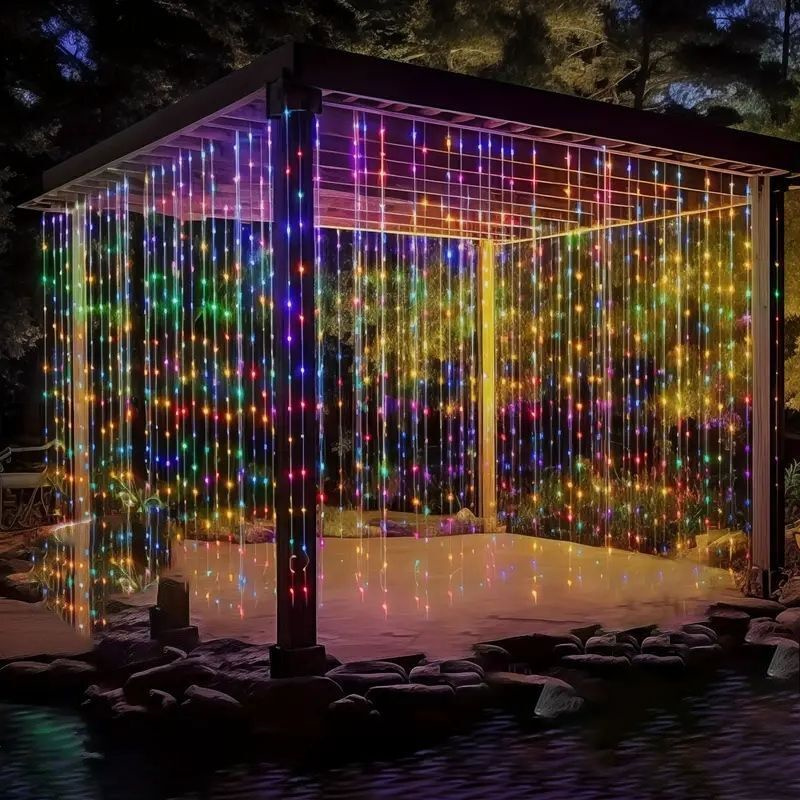 Instalatie perdea interconectabila 9x1 Metri, 360 LED, Multicolor