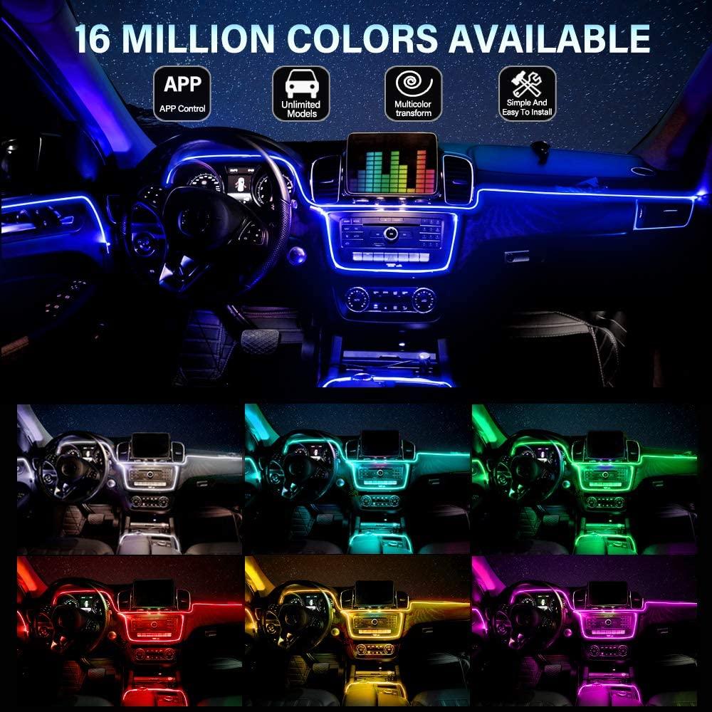 Banda LED lumini ambientale auto, 5 unitati, 6M, iOS, Android