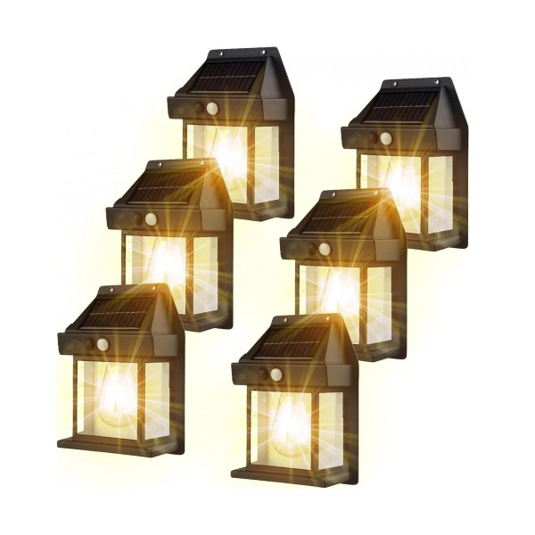 Set 6 x Lampa solara de perete, senzor de miscare, LED 3W
