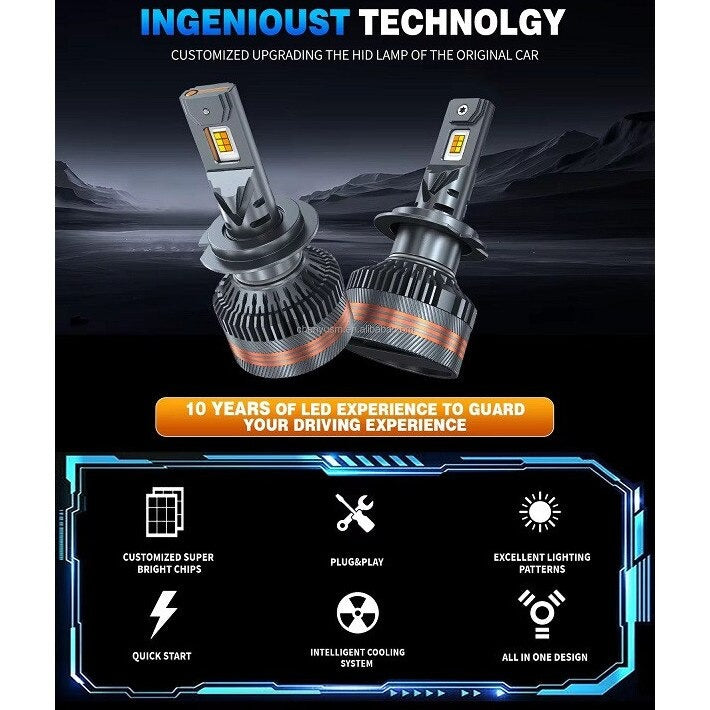 Set 2 Becuri LED H11, Canbus, Telecomanda, 200 W, 20000 LM