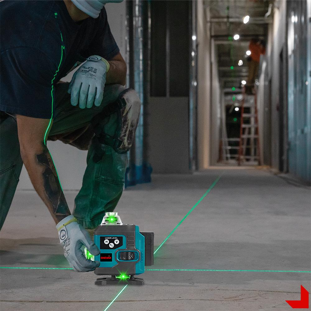 Nivela laser 4D, 16 linii, telecomanda, 1 baterie, Albastru/Negru