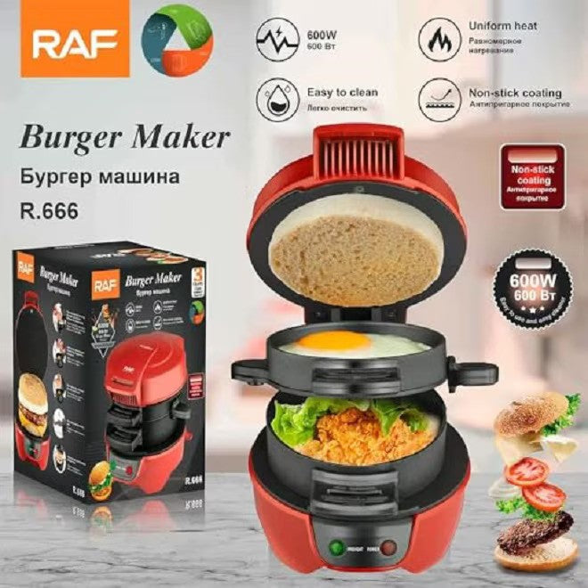Aparat de facut burgeri, RAF 600W, Rosu