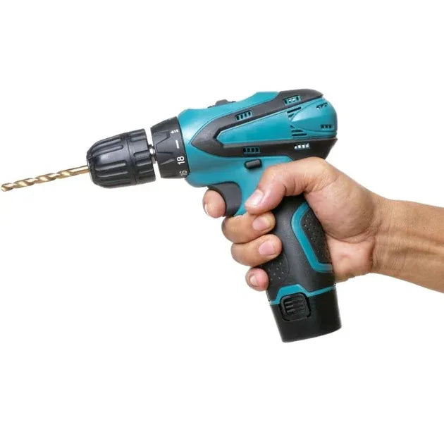 Masina de gaurit cu impact 12V + Mini polizor unghiular, 2 baterii, 5 discuri