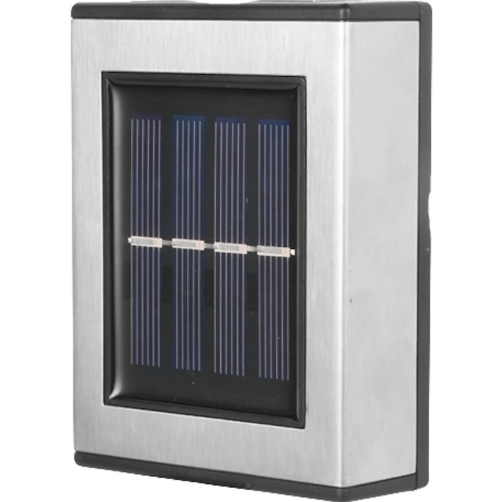 Set 4 lampi solare LED, lumina bidirectionala, Alb cald, Argintiu, IP 55
