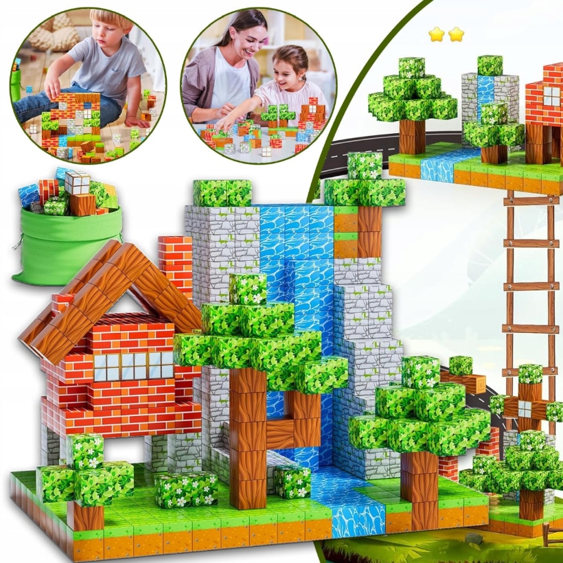 Set 140 de cuburi magnetice Mine Craft